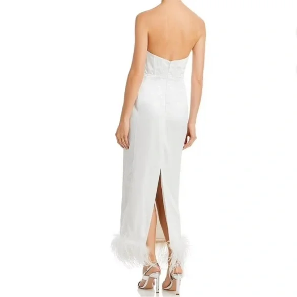 NWT Aqua x Maeve Bustier Feather Trim Dress Bloomingdale’s Bridal Size S… - Picture 2 of 8